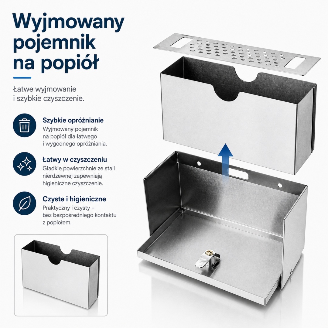 Nástěnný popelník Popelník z nerezové oceli inox na klíč BITUXX 20cm MS13197
